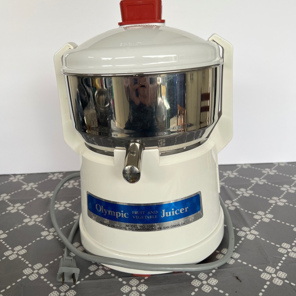 Olympic Fruit and Vegetable Juicer Model 1000 Vintage White Stainless Steel